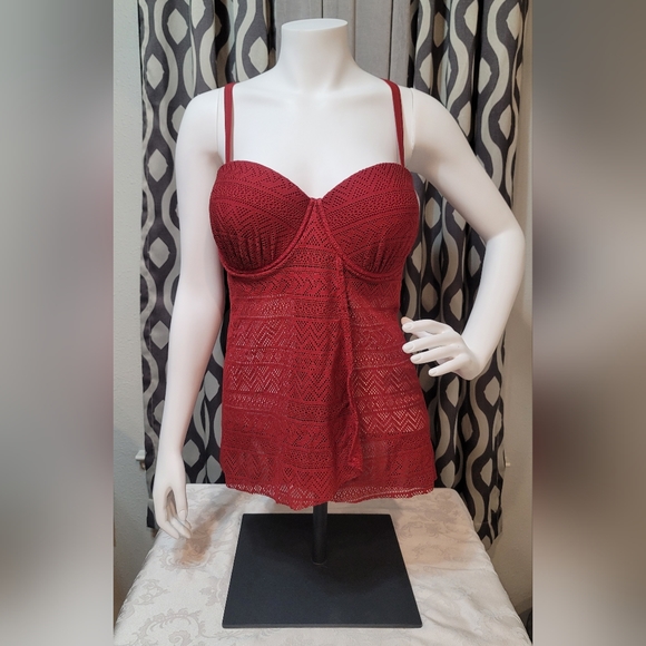 ESPRLIA Womens Lace Crisscross Open Back Tankini Swimsuits with Briefs (US18-20) - Picture 6 of 16